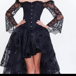 Gothic Corset Dress Killstar Hot Topic Halloween Victorian High Low Black Goth